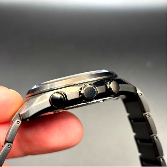 Citizen BL5607-54L Men’s Eco-Drive Sport Chronograph Blue Dial Black IP NIBWT - Picture 7 of 17